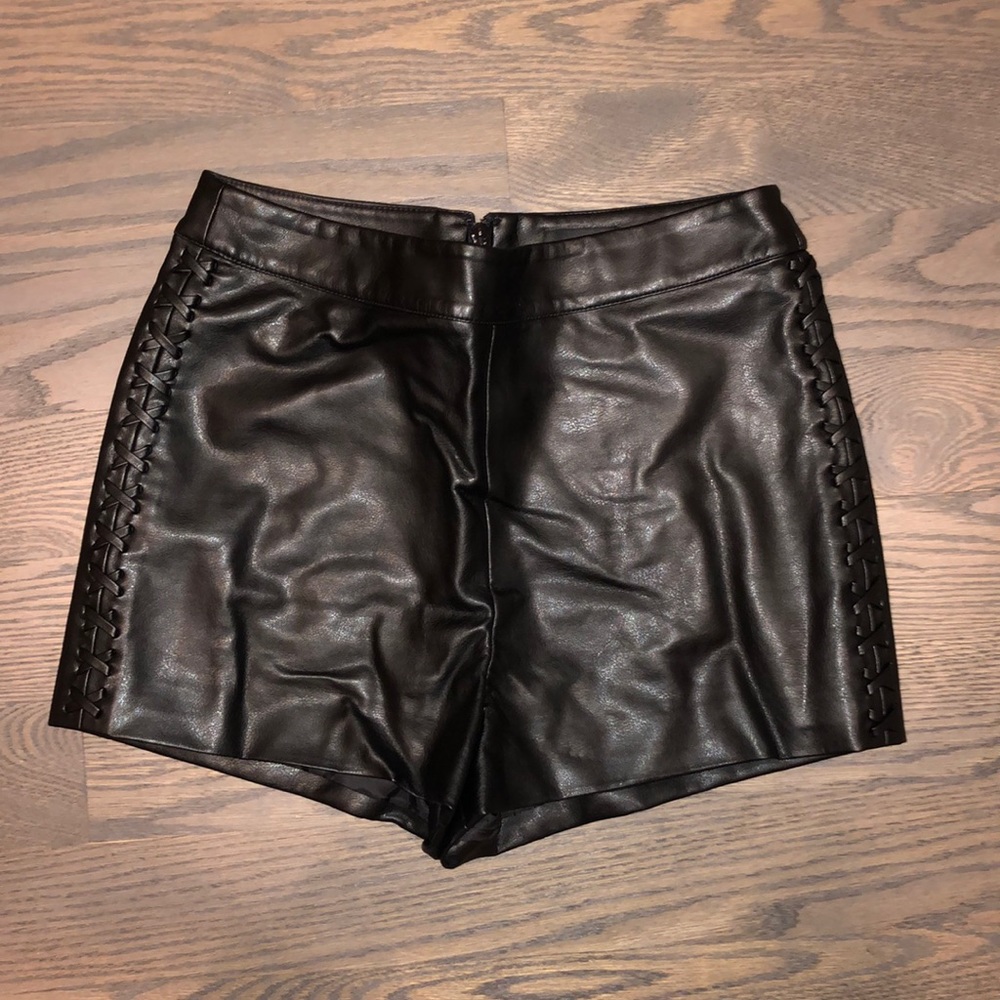 High waisted leather shorts